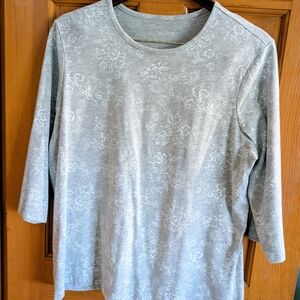 Blair Women's Light Gray Floral Long Sleeve Top